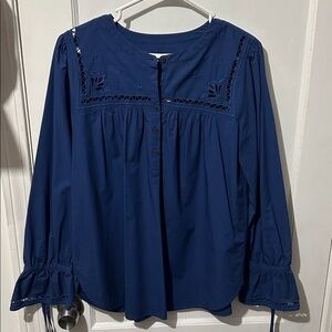 LOFT Deep Blue Button-Up Top